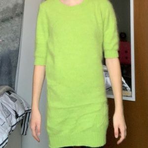 Small green fuzzy sweater dress